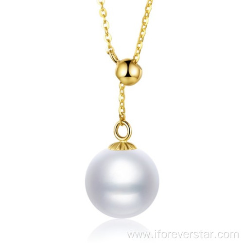 Pearl 18K Solid Gold Necklace Women